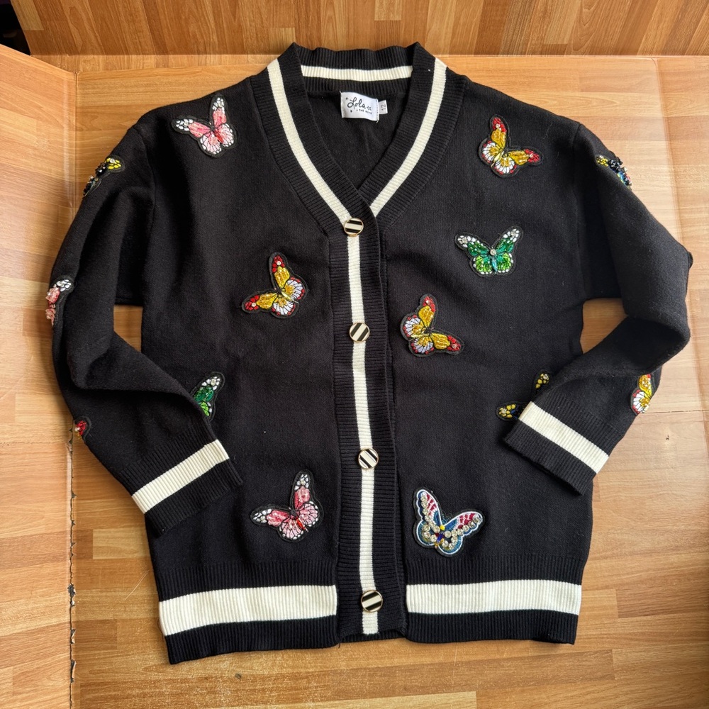 Lola + The Boys butterfly cardigan, size 12 - Picture 2 of 8